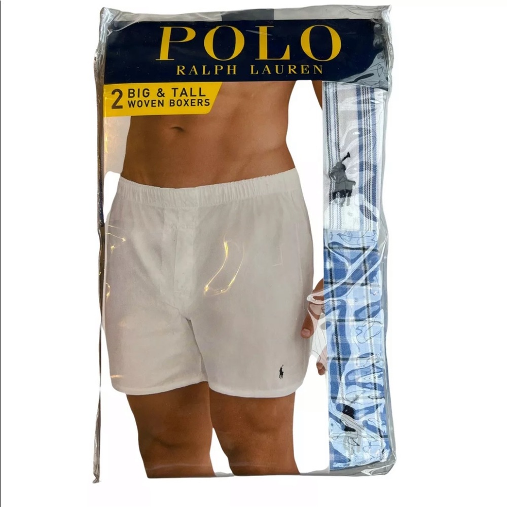 2 Pair Polo Ralph Lauren Big & Tall Woven Boxers Underwear Cotton Sz 1X 42”-44” - Picture 4 of 5